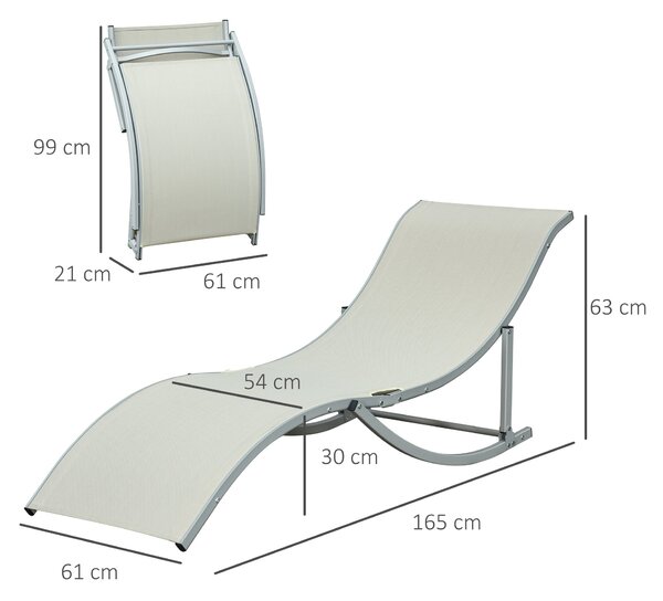 Outsunny Sada 2 Zahradních Lehátka Látková Lehátka Relaxační Křesla Ergonomická Hliníková Texteline Béžová 165 x 61 x 63 cm | Aosom