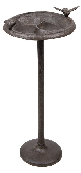 Hnědé litinové pítko/ krmítko pro ptáčky na vysoké noze - 23*25*52 cm - Clayre & Eef