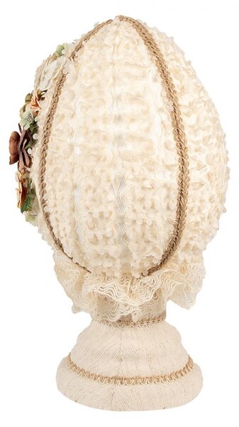 Béžová dekorace vajíčko na podstavci zdobené květy Fancy - Ø 20*39 cm - Clayre & Eef