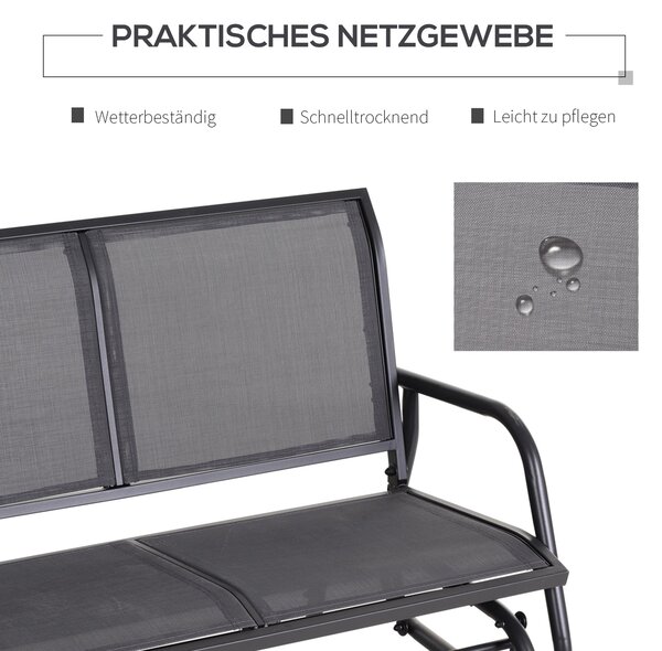 Outsunny Zahradní Houpací Lavice pro 2 Osoby s Houpacím Mechanismem, Vyrobená z Kovové Konstrukce, Nosnost až 200 kg, Zahradní Nábytek pro Zahradu, Te