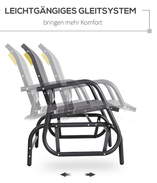 Outsunny Zahradní Houpací Lavice pro 2 Osoby s Houpacím Mechanismem, Vyrobená z Kovové Konstrukce, Nosnost až 200 kg, Zahradní Nábytek pro Zahradu, Te