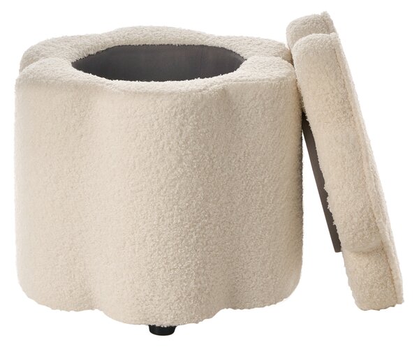 Úložný puf FLOWER Buklé Krémově bílá Květina