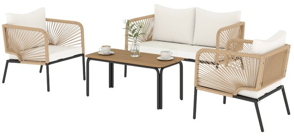 Outsunny 4dílný zahradní set – 2místná pohovka + 2 křesla, WPC stolek | Aosom