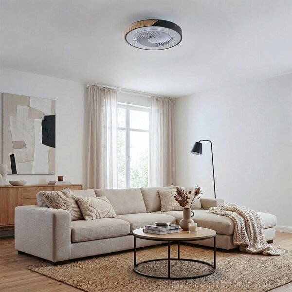 Brilagi-LED Stmív. svítidlo s ventilátorem LED/30W/230V 3000-6500K černá/dub +DO