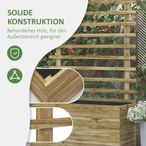 Zvýšený květinový záhon Outsunny s trellicí a kolečky 76x30x155cm | Aosom