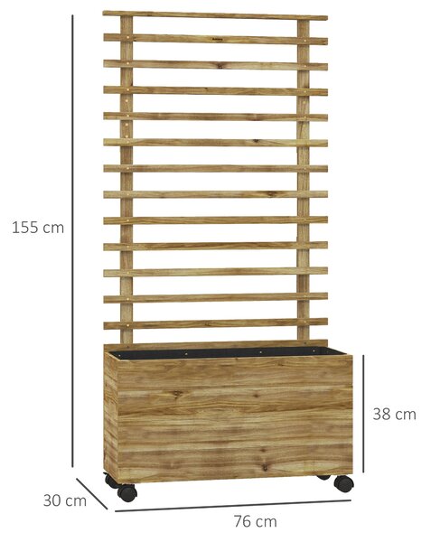 Zvýšený květinový záhon Outsunny s trellicí a kolečky 76x30x155cm | Aosom