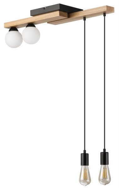 Lustr na lanku CORTINA 2xE27/15W/230V + 2xG9/5W/230V černá/dub