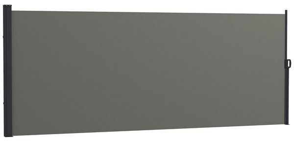 Outsunny Boční Retrakční Ochranná Záclona Privátní Paravent Zahrada 4m x 1,60m Alu. Polyester UV-odolný Tmavě Šedý | Aosom