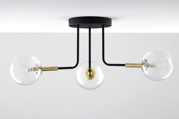 Jupiter 2039 - Lustr na tyči BURANO 3xG9/10W/230V černá/zlatá/čirá