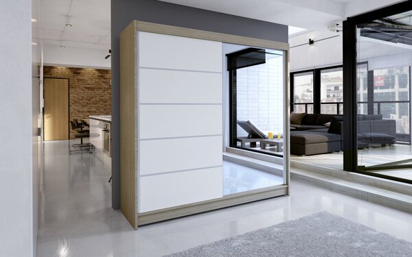Sliding wardrobe with mirror and lighting LED CARO 180