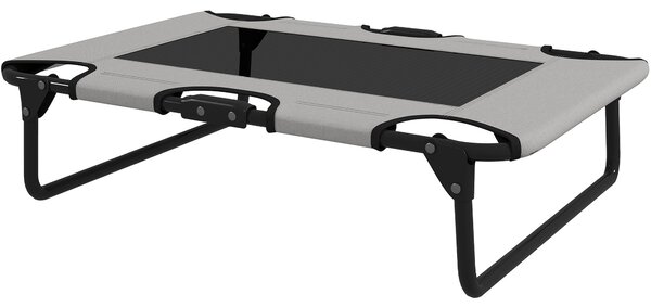 PawHut Vyvýšená Skládací Postel pro Psy - Outdoor Běžecká Postel s Prodyšným Síťovým Designem pro Malé a Střední Psy, Světle Šedá Oxford 75 x 51 x 18