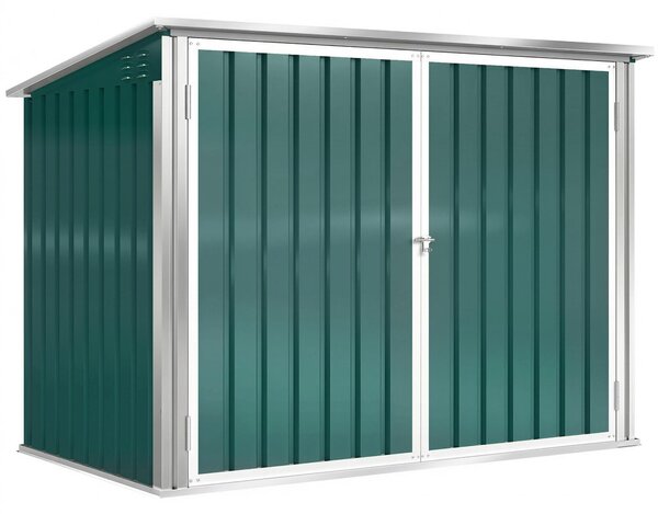 Outsunny zamykatelný úložný box na 2 popelnice – dvojité dveře, víko s plynovými vzpěrami, větraný, zelený (179,5 x 108 x 129,5/113 cm) | Aosom