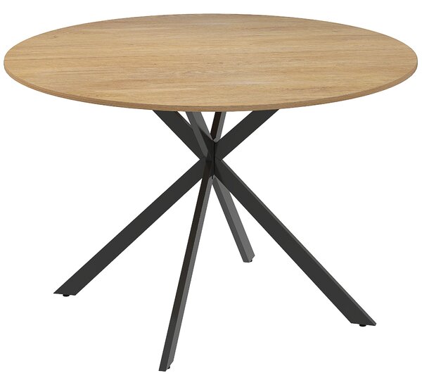 HOMCOM Kulatý Jídelní Stůl pro 4 Osoby, Ø120cm Kuchyňský Stůl v Průmyslovém Stylu se Steelovými Nohy, pro Jídelnu, Kuchyň, Pracovnu, Dub | Aosom