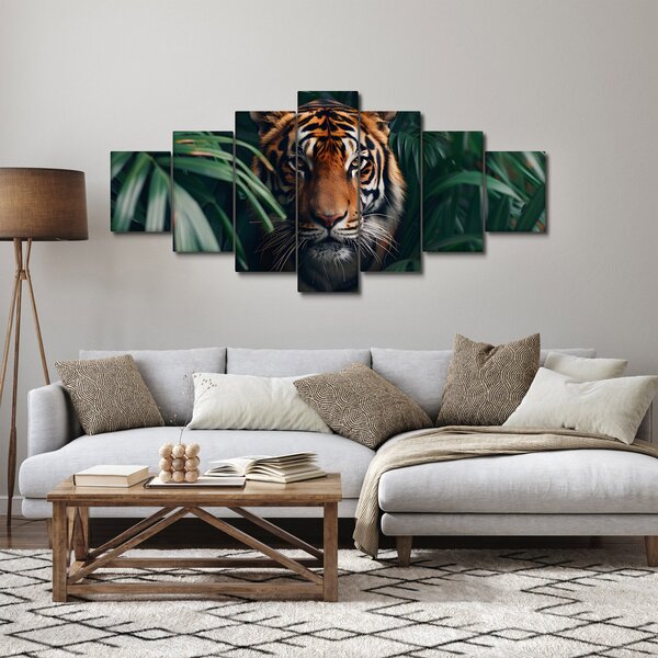 Obraz - Portrét tygra v džungli (210x100 cm)