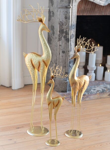 Zlatá kovová dekorace jelen Deer M - 19*13*71 cm - J-Line by Jolipa