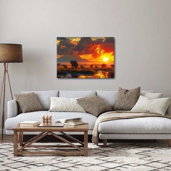 Obraz - Stádo slonů (70x50 cm)