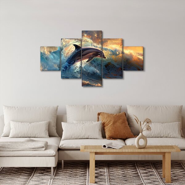 Obraz - Delfín, ilustrace (125x70 cm)