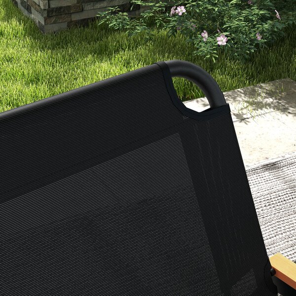 Outsunny Zahradní Lavice pro Dva, Skládací Lavice s Nosností 220 kg, pro Kempování, Patio, Černá, 108 x 65 x 73 cm | Aosom