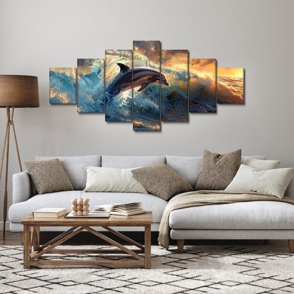 Obraz - Delfín, ilustrace (210x100 cm)