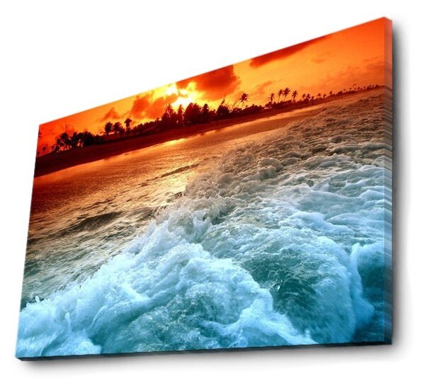 Wallity Obraz s LED osvětlením ZÁPAD SLUNCE V MOŘI 45 45 x 70 cm