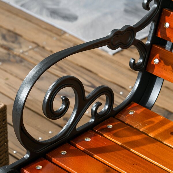 Zahradní lavice Outsunny, parková lavice, dvouosobová lavice s opěrkami, pro zahradu, balkon, odolná vůči povětrnostním vlivům, dřevo, 120 x 64 x 79 c
