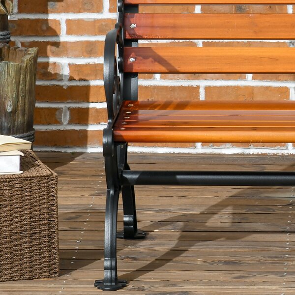 Zahradní lavice Outsunny, parková lavice, dvouosobová lavice s opěrkami, pro zahradu, balkon, odolná vůči povětrnostním vlivům, dřevo, 120 x 64 x 79 c