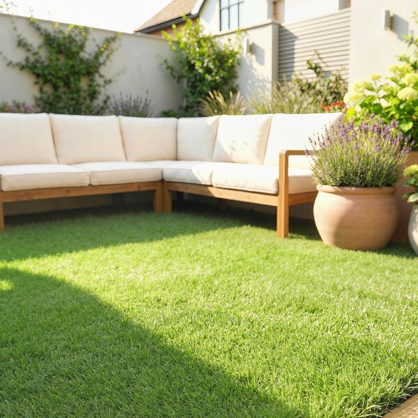 Umělý trávník Outsunny 1 × 4 m, výška vlasu 10 mm, samoodvodňovací — zahrada, terasa, balkón — zelený | Aosom