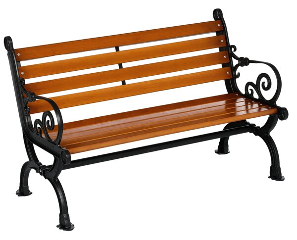 Zahradní lavice Outsunny, parková lavice, dvouosobová lavice s opěrkami, pro zahradu, balkon, odolná vůči povětrnostním vlivům, dřevo, 120 x 64 x 79 c