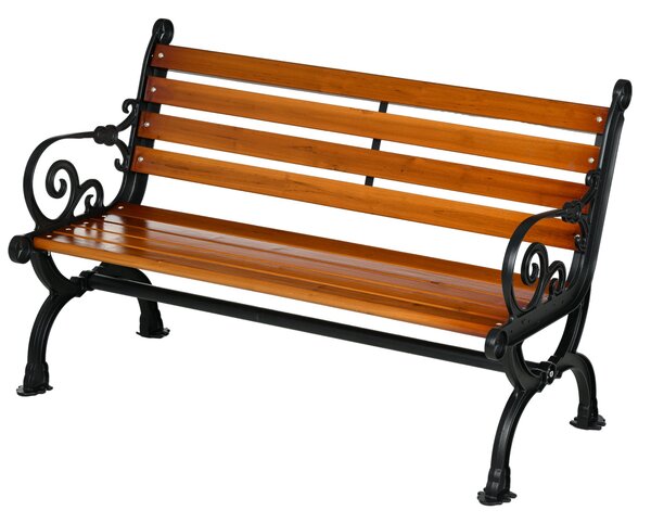 Zahradní lavice Outsunny, parková lavice, dvouosobová lavice s opěrkami, pro zahradu, balkon, odolná vůči povětrnostním vlivům, dřevo, 120 x 64 x 79 c