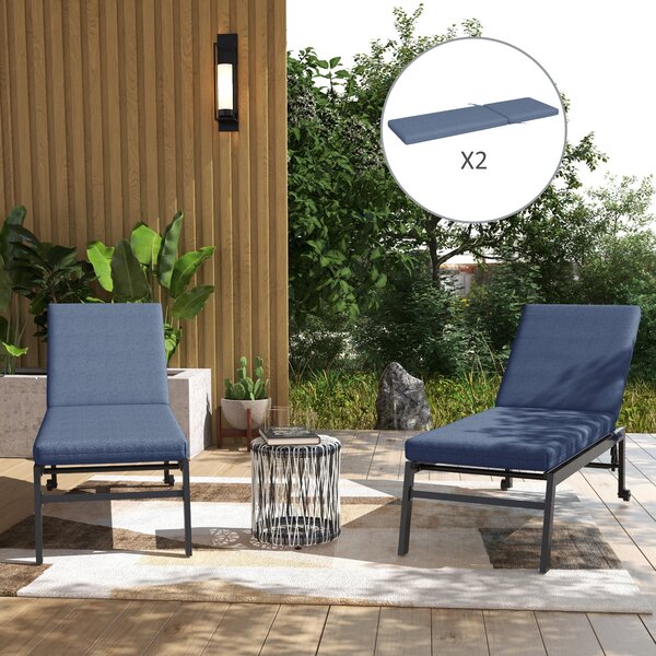Outsunny Set 2 dvou matrací pro lehátka se stahovacími popruhy do zahrady, rozměry 190,5L x 58,4W x 7H cm, modrá | Aosom