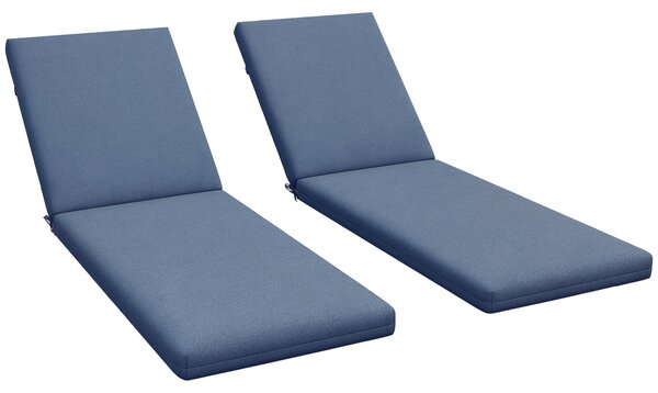 Outsunny Set 2 dvou matrací pro lehátka se stahovacími popruhy do zahrady, rozměry 190,5L x 58,4W x 7H cm, modrá | Aosom