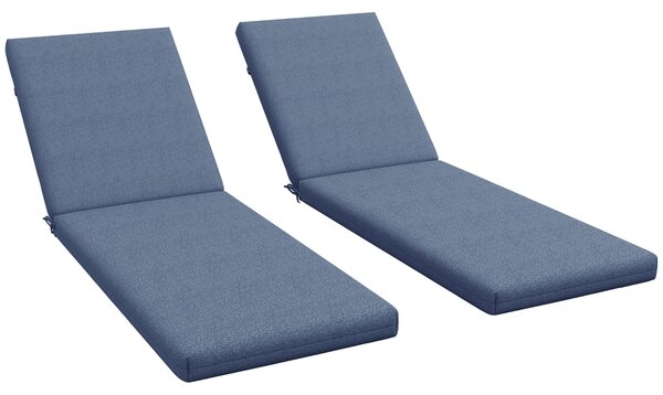 Outsunny Set 2 dvou matrací pro lehátka se stahovacími popruhy do zahrady, rozměry 190,5L x 58,4W x 7H cm, modrá | Aosom