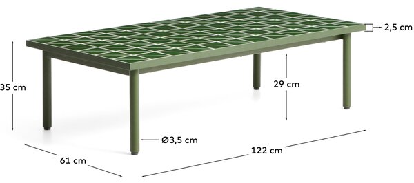 Kave Home Zelený zahradní stolek Maurina 122 x 61cm