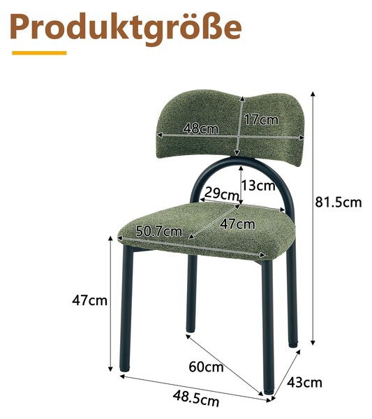 Sada dvou jídelních židlí, čalouněné, s kovovou konstrukcí, pouze židle (zelená)