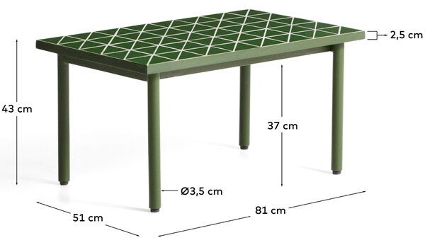 Kave Home Zelený zahradní stolek Maurina 81 x 51 cm