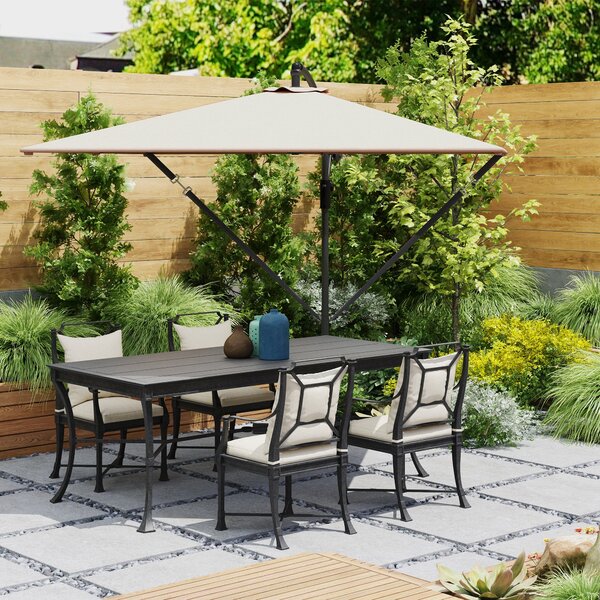 Umbrella Outsunny S Táhlem Ø260 cm s UV Ochrannou 50+ Voděodolný Slunečník s Podstavcem, Krytem, Klikou a Bezpečností proti Větru, Odklápěcí Zahradní