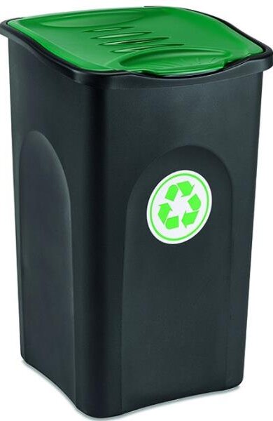 Odpadkový koš na tříděný odpad Stefanplast ECOGREEN 50L zelené víko