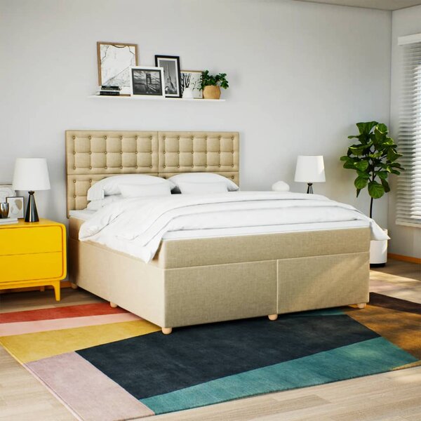 Box spring postel s matrací krémová 180x200 cm textil 3293678