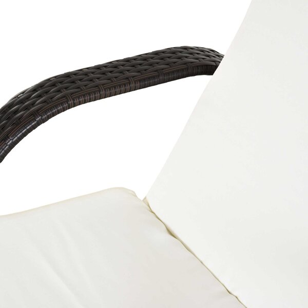 Outsunny Zahradní Lehátko z Polyrattanu s 5stupňově Nastavitelným Opěradlem, Polstrem, Kolíčky, Vankúšom, Nosnost 160kg, 200x73x30-103cm, Kávově hnědá