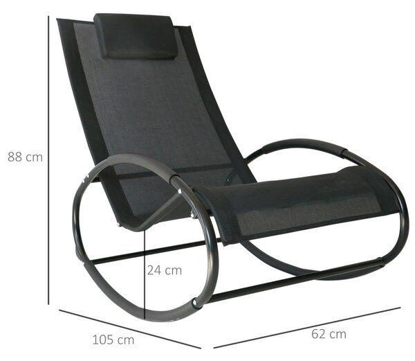Houpací křeslo Outsunny s nulovou gravitací, ergonomické houpací křeslo s polstrováním a prodyšnou tkaninou pro použití uvnitř a venku, šedé, 105x62x8
