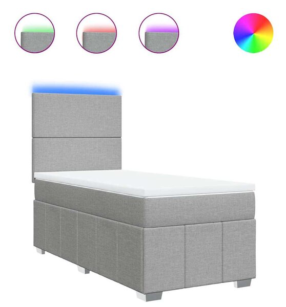 Box spring postel s matrací světle šedá 80 x 200 cm textil 3293788