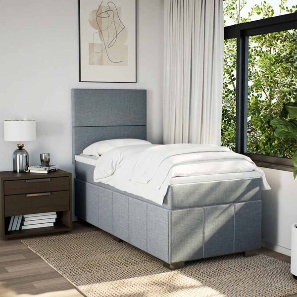 Box spring postel s matrací světle šedá 80 x 200 cm textil 3293788