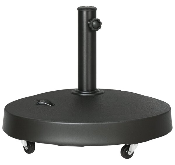 Stojan na slunečník Outsunny 23,5 kg s kolečky, základna pro slunečníky s průměrem Ø38/48 mm, pro zahradu, balkon, černý | Aosom