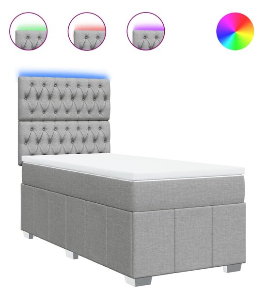 Box spring postel s matrací světle šedá 80 x 200 cm textil 3293802