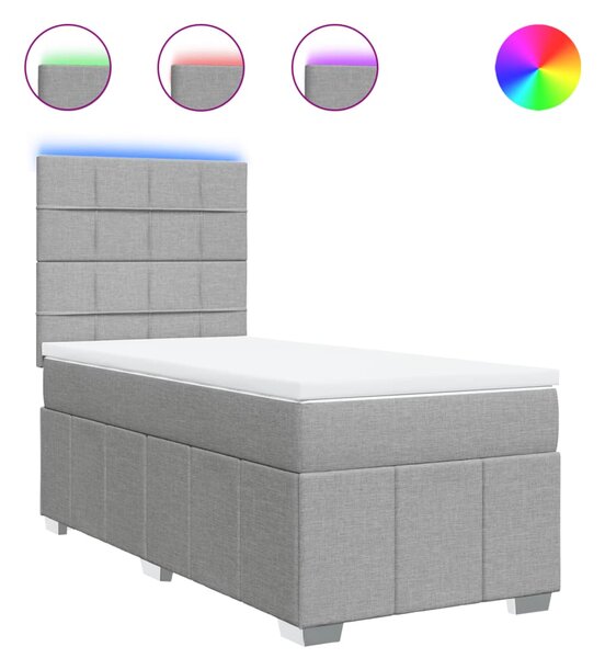 Box spring postel s matrací světle šedá 80 x 200 cm textil 3293795