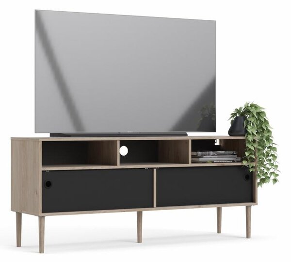 Černý TV stolek ELISEO v dekoru dub Jackson Hickory