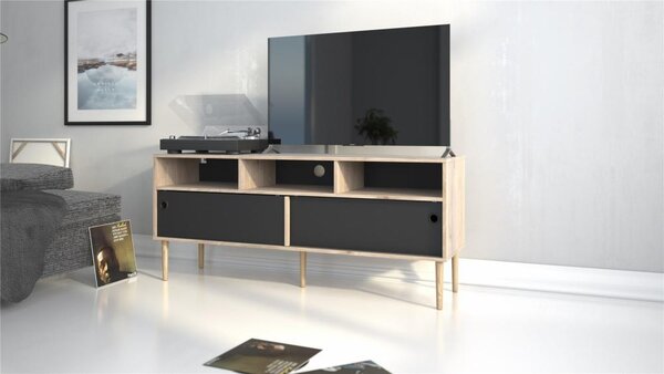 Černý TV stolek ELISEO v dekoru dub Jackson Hickory
