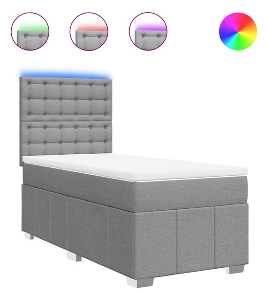 Box spring postel s matrací světle šedá 80 x 200 cm textil 3293809