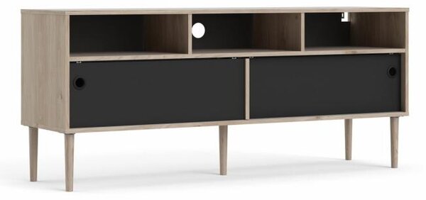 Černý TV stolek ELISEO v dekoru dub Jackson Hickory