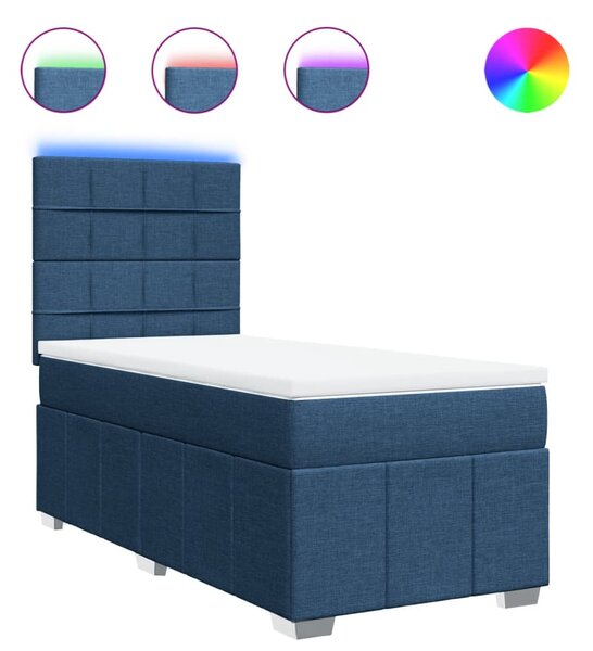 Box spring postel s matrací modrá 90x200 cm textil 3293857